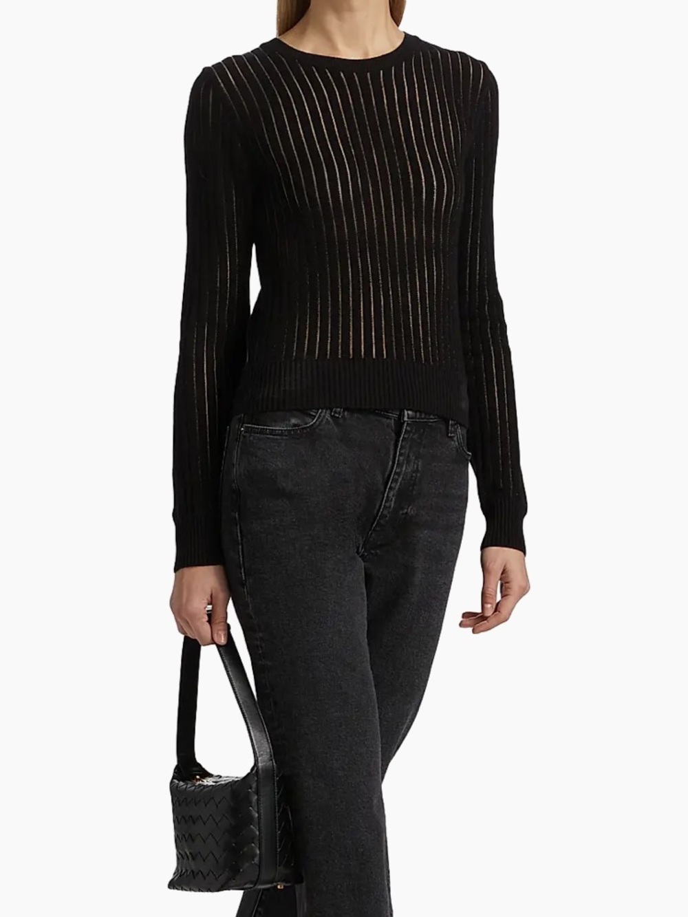FRAME Sheer Striped Cotton Sweater